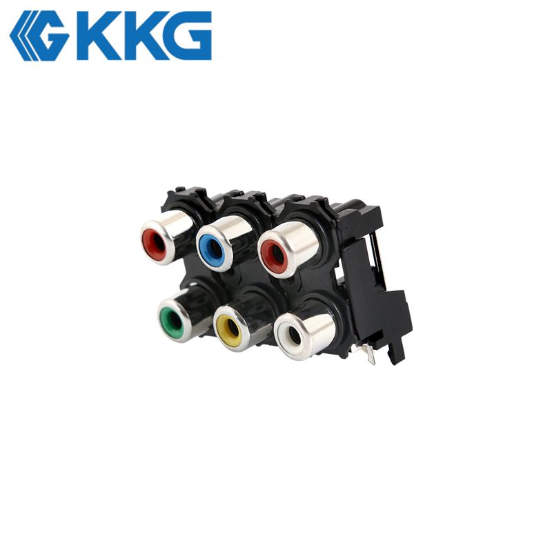6-Port PCB Mount Audio Video Socket