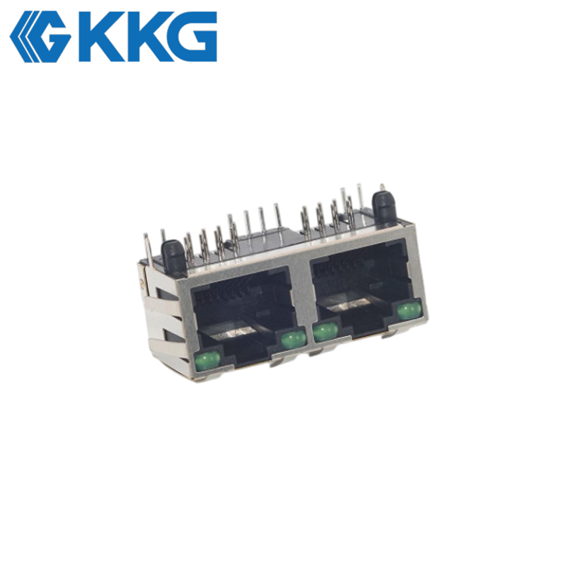 2-Port Right Angle Network Interface Socket with Indicators